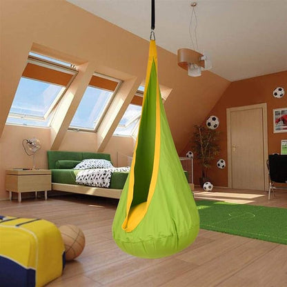 Kids Pod Swing Hanging Seat Child Hammock Chair Indoor and Outdoor Sensory Swing 100% Cotton Loading Capacity 170 lbs (Green)