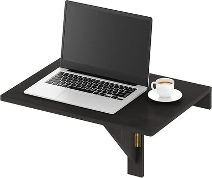Furinno Hermite Black Folding Table, Wall Mount Floating Table, 23.6 x 30.4 x 17.3, Easy Assembly, for Living Room, Office, Bedroom, Apartment, Black Espresso