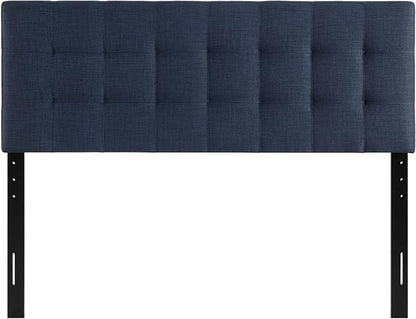 Modway Lily Tufted Linen Fabric Upholstered King Headboard in Navy