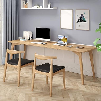 LAKIQ Pine Solid Wood Writing Desk Modern Rectangular Home Office Working Table Desktop Computer Desk Home Writing Table for Small Space-Table Only (Natural,87" L x 20" W x 30" H)
