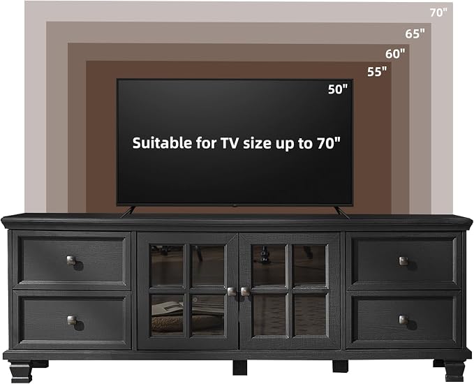 SAVOR LIFE Farmhouse Coffee Table and TV Stand Set of 2, Rustic Wood Living Room Table Set 2 with Center Table, TV Console for Living Room, Black