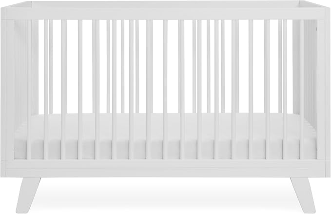 3-in-1 Astin Convertible Baby Crib - Wooden Baby Crib, Grows with Your Baby, Converts to Toddler Bed & Day Bed, 4 Adjustable Support Base Height | White