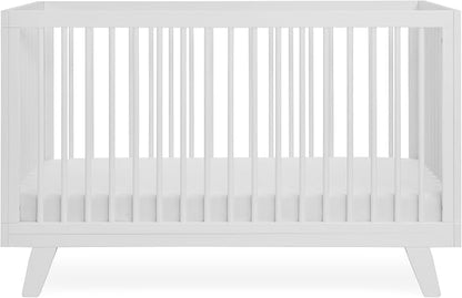 3-in-1 Astin Convertible Baby Crib - Wooden Baby Crib, Grows with Your Baby, Converts to Toddler Bed & Day Bed, 4 Adjustable Support Base Height | White