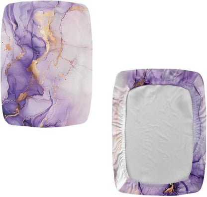 Vanity Stool Covers Bar Stool Covers Set of 2 Light Purple Marble Print Bar Stool Saddle Seat Covers Rectangle Bench Seat Protector Barstool Covers with Elastic Bands for 14-20 inch Stool