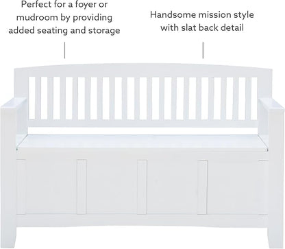 Cynthia White Storage Bench with Flip-Top Lid and Hidden Storage Space by Linon