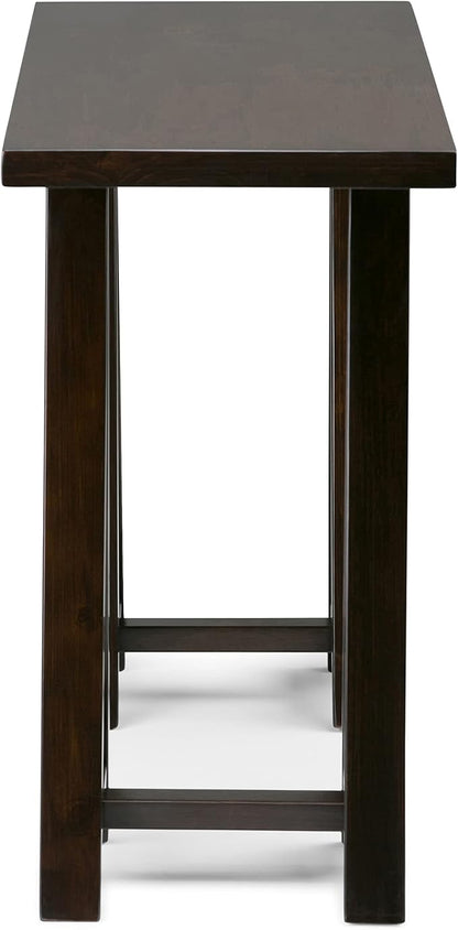 SIMPLIHOME Sawhorse Console Table - 50 Inch Wide Solid Wood Sofa Table in Dark Chestnut Brown, Modern Industrial Entryway Table for Living Room with Extra Thick Top and Sawhorse Legs