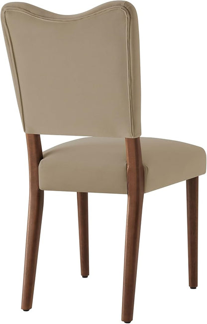KISLOT Upholstered Dining Chairs Set of 4, Modern Velvet Kitchen Chairs with Solid Wood Legs, High Back Wooden Dining Room Chairs with Dark Walnut Color Legs for Farmhouse Kitchen Dining Room, Brown