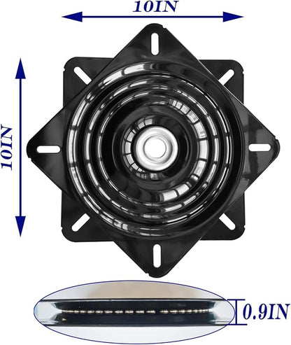 2Pack 10Inch Bar Stool Swivel Plate Heavy Duty, Chair Swivel Base with Solid Ring of Ball Bearings, 600lbs Capacity Replacement Swivel Seat Parts Lazy Susan Hardware for Barstools Recliner Chair Boat