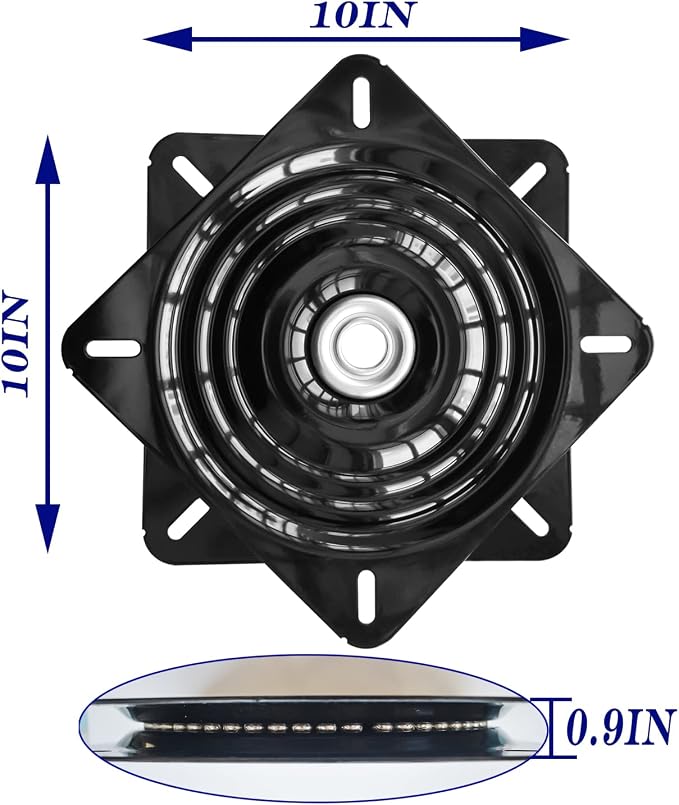 10Inch Bar Stool Swivel Plate Heavy Duty, Chair Swivel Base with Solid Ring of Ball Bearings, 600lbs Capacity Replacement Swivel Seat Parts Lazy Susan Hardware for Barstools Recliner Chair Boat