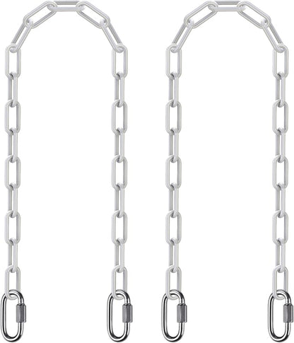 SELEWARE 2 Pack 60 Inch Hanging Swing Chain with 4 Carabiners, 1000LB Capacity Plastic Coated Hanging Chains, Hammock Hardware Kit for Swing, Hanging Chair, Punching Bags, Indoor Outdoor Gym (White)