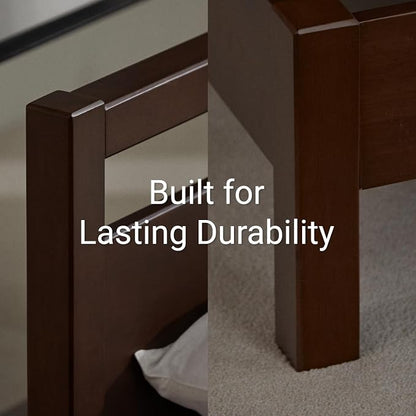 LIFEMENT Signature Wood Platform Bed Frame with Headboard, Essential, Noise Free, Under Bed Storage, No Box Spring Needed, Easy Assembly (Walnut, Queen (U.S. Standard))