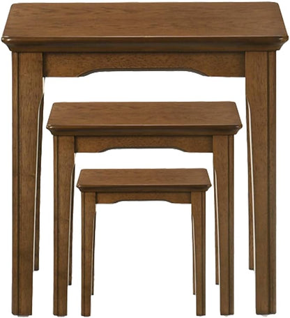 Kmax Nesting Tables Set of 3, Small Sofa Side Table Rustic Stacking End Table Rectangle Solid Wood Coffee Tables for Small Space - Walnut