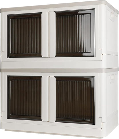 Storage Box, Cabinet with Lids, Extra Large Useful Box, 19 Gallons (72L) Capacity (Each One), 2 Packs, Collapsible, Installation Free, Nice for Home Organization