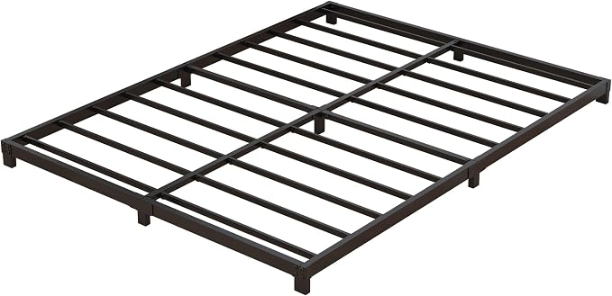 Nailsong 4 Inch Bed Frame King Size Low Profile, King Bed Frame No Box Spring Needed, Heavy Duty Metal, Easy Assembly, Black