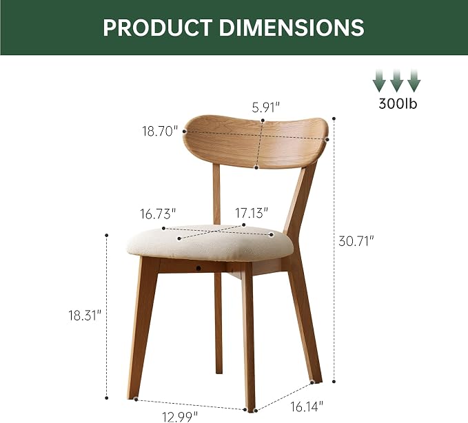 47’’-63’’ 100% Oak Extendable Dining Table and Chairs Set for 4, Solid Wood Folding Kitchen Table, Mid Century Modern Dinner Table for Kitchen, Living Room, Natural (47''-63''+4 Cushion Chairs-YB)