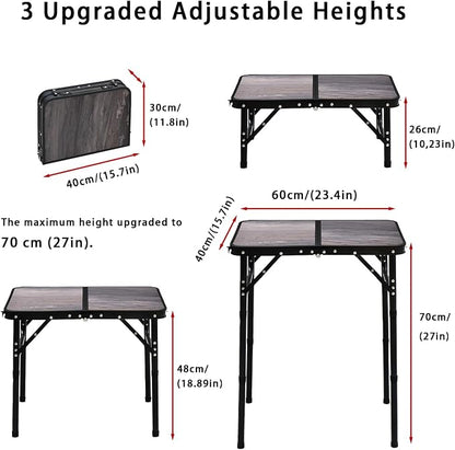 Mini Folding Camping Table - 2ft RV Space-Saving Table& Kids Toy/Learning Desk, Anti-Stain Desktop for Outdoor Glamping/Picnic/Patio & Indoor Decor (Lava Black)