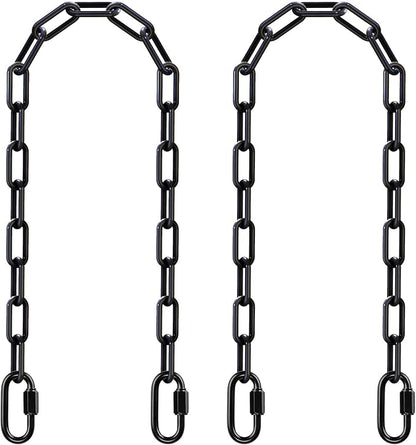 SELEWARE 2 Pack 40 Inch Hanging Swing Chain with 4 Carabiners, 1000LB Capacity Plastic Coated Hanging Chains, Hammock Hardware Kit for Swing, Hanging Chair, Punching Bags, Indoor Outdoor Gym (Black)