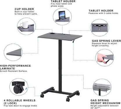 Lorell Height-Adjustable Mobile Desk