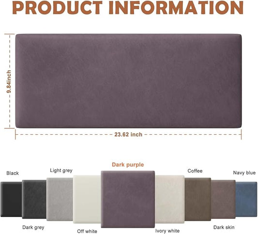 IFNOW Wall Mounted Upholstered Headboard King, 3D Peel and Stick Soundproof Panels, Reusable and Removable Padded Leather Bed Headboard, 12 Panels 9.84" x 23.62", Dark Purple