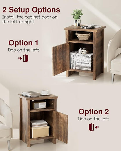 YESHOMY Farmhouse Modern Nightstand with Shelf and Barn Door, Set of 1 for Bedroom, Brown
