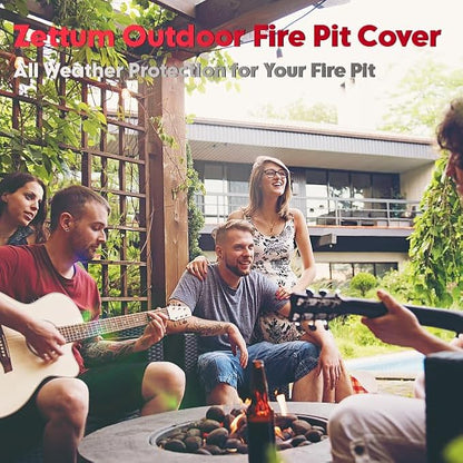 Zettum Fire Pit Cover Rectangular 52 Inch - Outdoor Fire Table Cover Rectangle Heavy Duty & Waterproof, 600D Patio Propane Gas Firepit Cover Rectangular Fade & Weather Resistant - 52 x 34 x 24 Inch
