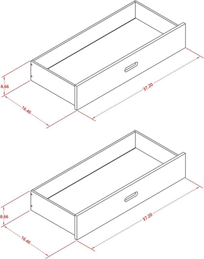 East West Furniture VEB-08-TA Hardwood Bunk Beds for Compact Spaces with Ladder and Two Drawers, Java Finish