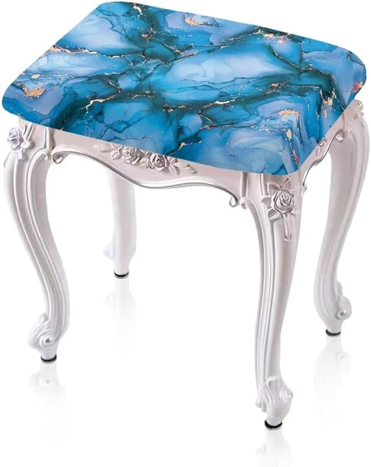 Blue Marble Bar Stool Seat Covers Rectangle Set of 2 Bench Covers Slipcover Counter Height Bar Stools Slipcovers Counter Stool Covers Saddle Seat Cover