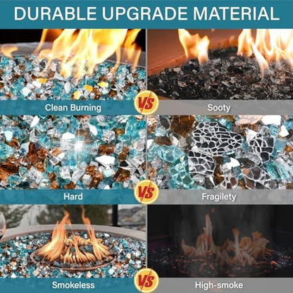NUPICK 10 Pound Fire Glass, 1/4 Inch Reflective Fire Pit Glass