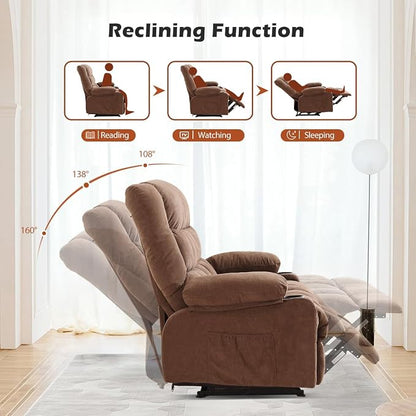 MAHOMICO Recliner Loveseat with Cup Holders for Living Room Love Seat Manual Oversized Recliner with Ergonomic, Side Pocket for Adult