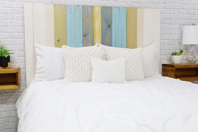 Barn Walls Sunrise Mix Signature Design, Multicolored Solid Wood Headboard, Floating Panels, Wall Mount, Adjustable Height, Easy Assembly Queen Size