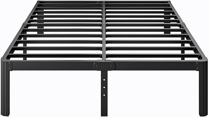 12 Inch High Full Size Bed Frame No Box Spring Needed, Platform Metal Bed Frame Full Size, Noise Free, Easy Assembly, Heavy Duty, Black