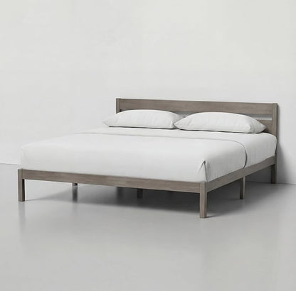 LIFEMENT Queen Bed Frame with Headboard Classic Wood Platform, Noise Free, Under Bed Storage, No Box Spring Needed, Easy Assembly, Gray