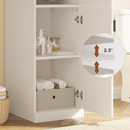 MEISSALIVVE Armoire Wardrobe Closet with 2 Door & Shelves, 74.8" Large Wardrobe Cabinet with Hanging Rod, Freestanding Modern Bedroom Armoire Storage Cabinet, White