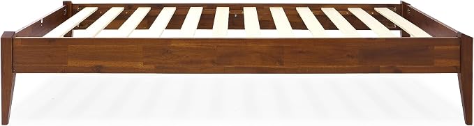 Bme Dinkee 15" Solid Wood Platform Bed Frame Without Headboard - Japanese Joinery Bed Frame - Modern & Minimalist Style - Wood Slat Support - Easy Assembly - No Box Spring Needed - Chocolate, Twin