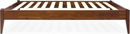 Bme Dinkee 15" Solid Wood Platform Bed Frame Without Headboard - Japanese Joinery Bed Frame - Modern & Minimalist Style - Wood Slat Support - Easy Assembly - No Box Spring Needed - Chocolate, Twin