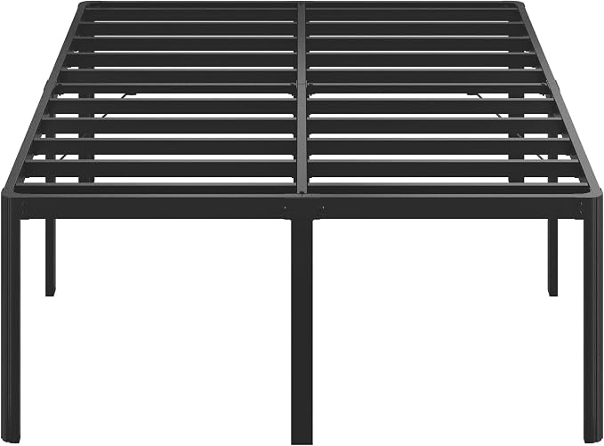 Lutown-Teen 25 Inch High King Bed Frame with Rounded Corner Legs, Sturdy Mattress Foundation, Heavy Duty Metal King Size Platform No Box Spring Needed, Noise Free, Easy Assembly, Black