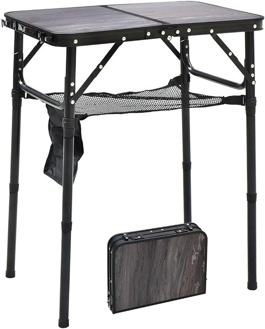Mini Folding Camping Table - 2ft RV Space-Saving Table& Kids Toy/Learning Desk, Anti-Stain Desktop for Outdoor Glamping/Picnic/Patio & Indoor Decor (Lava Black)