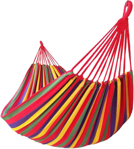 GOCAN Brazilian Double Hammock 2 Person Extra Large Canvas 250x160cm Total Length 350cm Load 500lb Cotton Hammock for Garden Outdoor and Indoor