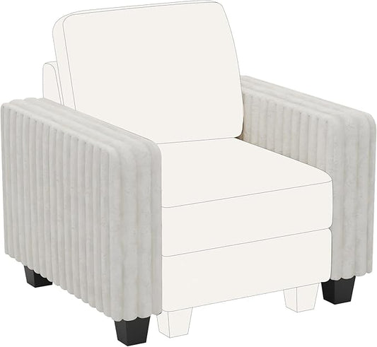 Belffin Plush Corduroy Modular Sectional Sofa Armrest Part Module for Sectional Sleeper Sofa with Pull Out Bed (Set of 2) Beige Couch