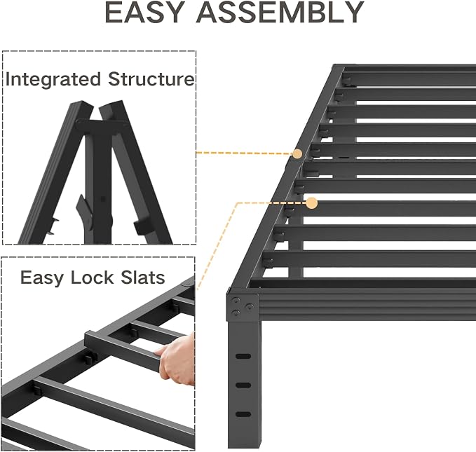 Full Size Bed Frame 18" Tall Heavy Duty Metal Platform Bed Frame,Sturdy Steel Frame,No Box Spring Needed,Noise-Free,Easy Assembly