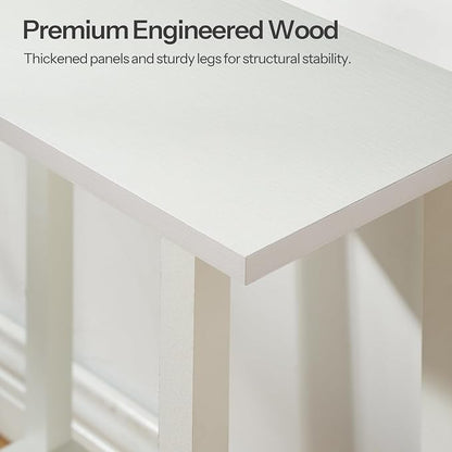HOOBRO Narrow Side Table, 2-Tier Slim End Table with Charging Station, Skinny Nightstand with Open Storage, for Small Spaces, Living Room, Bedroom, Study, White WT240UBZ01