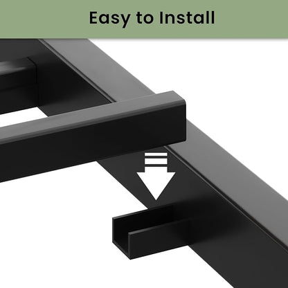 LIKIMIO King Bed Frame, Tall Industrial Headboard 51.2 ", Platform Bed Frame with Strong Metal Support, Solid and Stable, Noise Free, No Box Spring Needed, Easy Assembly, Dark Brown