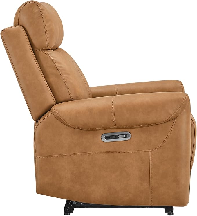 KISLOT Leather Recliner Chair for Adults Wall Hugger RV Recliner with USB Charging Ports Electric Power Reclining Sofa for Living Room Home Theater Seating Bedroom