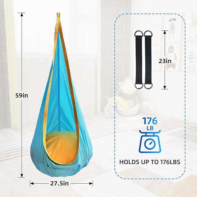 Kids Swing Seat Hammock Chair Indoor Outdoor Hanging Chair for Children,Soft & Safe with High Weight Capacity, Easy Install Perfect for Bedroom, Garden, Playroom