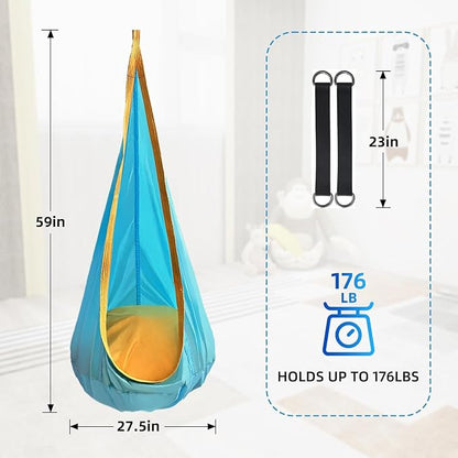 Kids Swing Seat Hammock Chair Indoor Outdoor Hanging Chair for Children,Soft & Safe with High Weight Capacity, Easy Install Perfect for Bedroom, Garden, Playroom