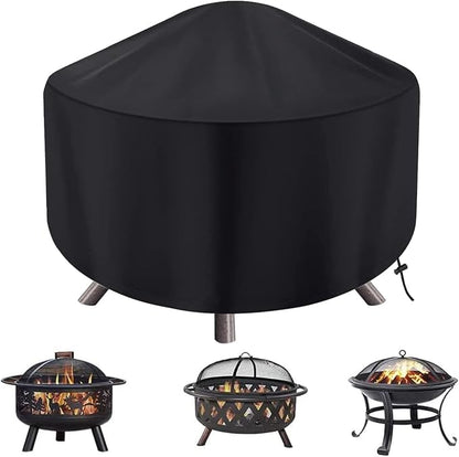 Round Fire Pit Cover for 30-36 Inch Firepit, Heavy Duty Outdoor Patio Fireplace Covers - Waterproof Dustproof Anti UV and Tear Resistant