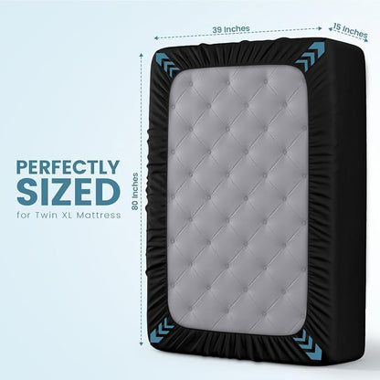 Utopia Bedding Waterproof Mattress Protector Twin XL Size, Premium Terry Mattress Cover 200 GSM, Breathable, Fitted Style with Stretchable Pockets (Black)