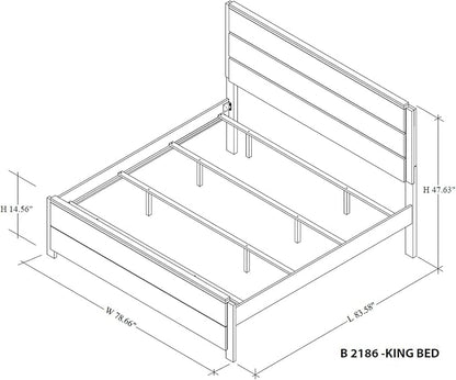 Kings Brand Furniture 3-Piece Antique Grey Bedroom Set – King Size Wood Bed Frame with 2 Nightstands