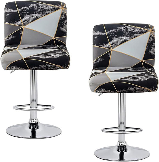 Levoberg Bar Stools Cover Set of 2 Printed Armless Swivel Barstools Slipcovers with Backs Stretch Square Counter Height Bar Stools Covers Mid Low Back Chair Cover for Kitchen Dining Room Bar #15