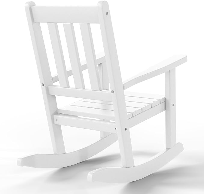 Costaelm Paradise Kids Outdoor Preschool HDPE Plastic Rocking Chair (Set of 2), White